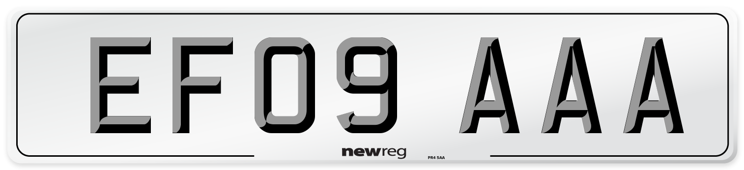 EF09 AAA Number Plate from New Reg